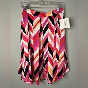 LuLaRoe Madison Pink and Red Chevron A-Line Skirt